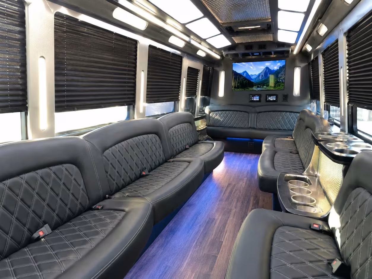 15 passenger party bus interior